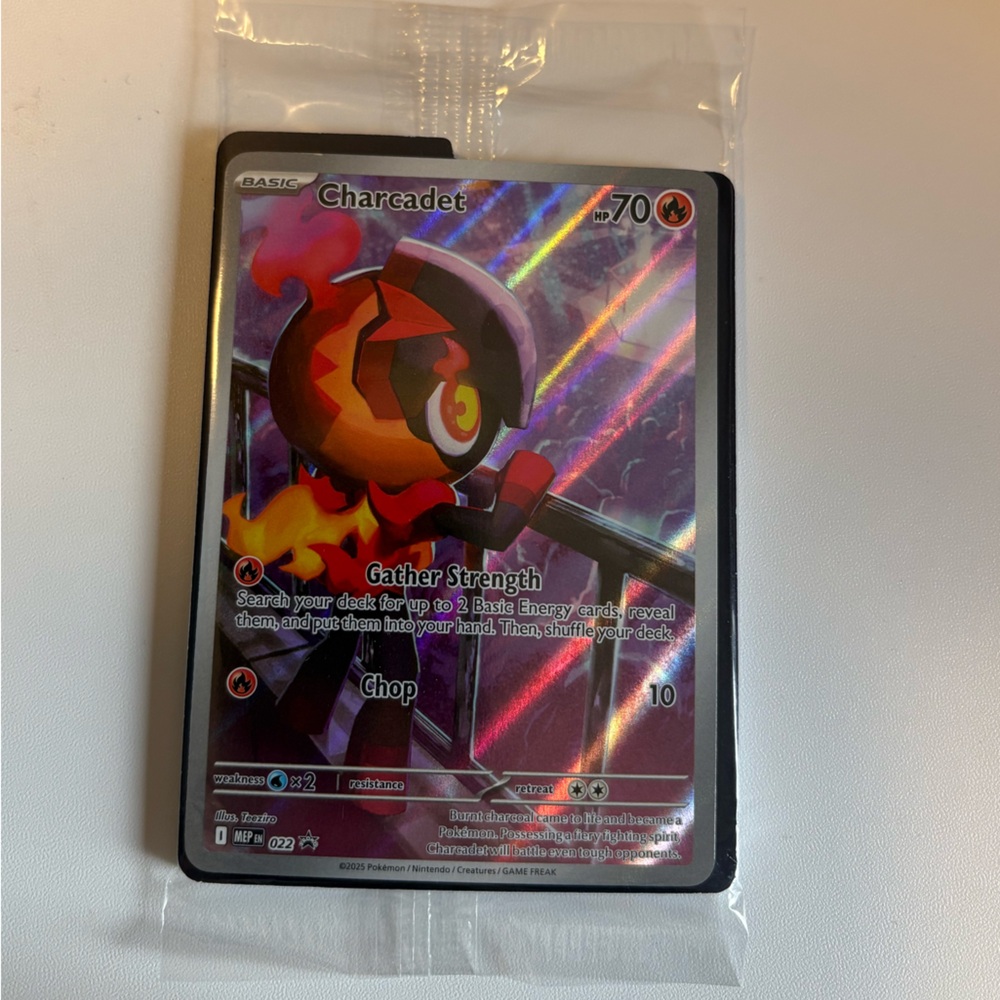Charcadet Pokémon Holo Promo Card - Red & Black